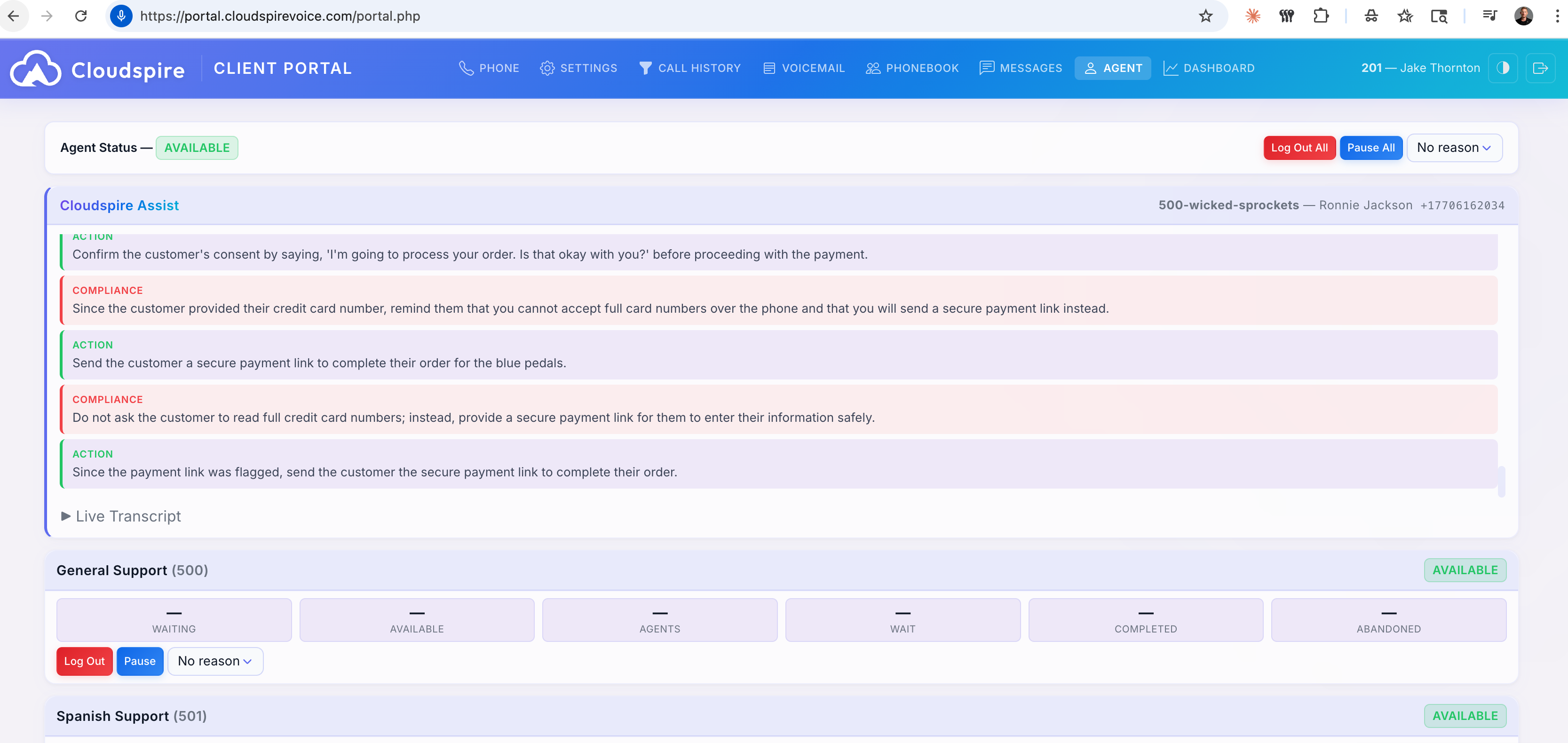 Cloudspire Assist — Real-time agent guidance panel