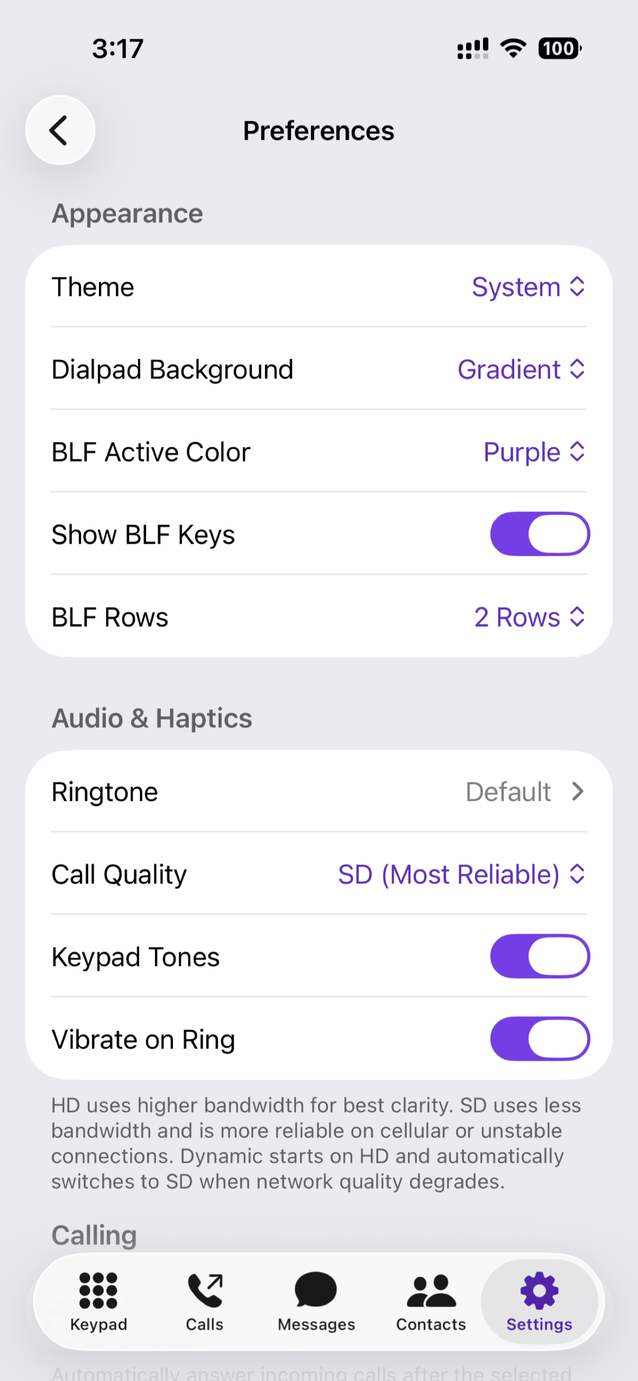 iOS notification preferences screen