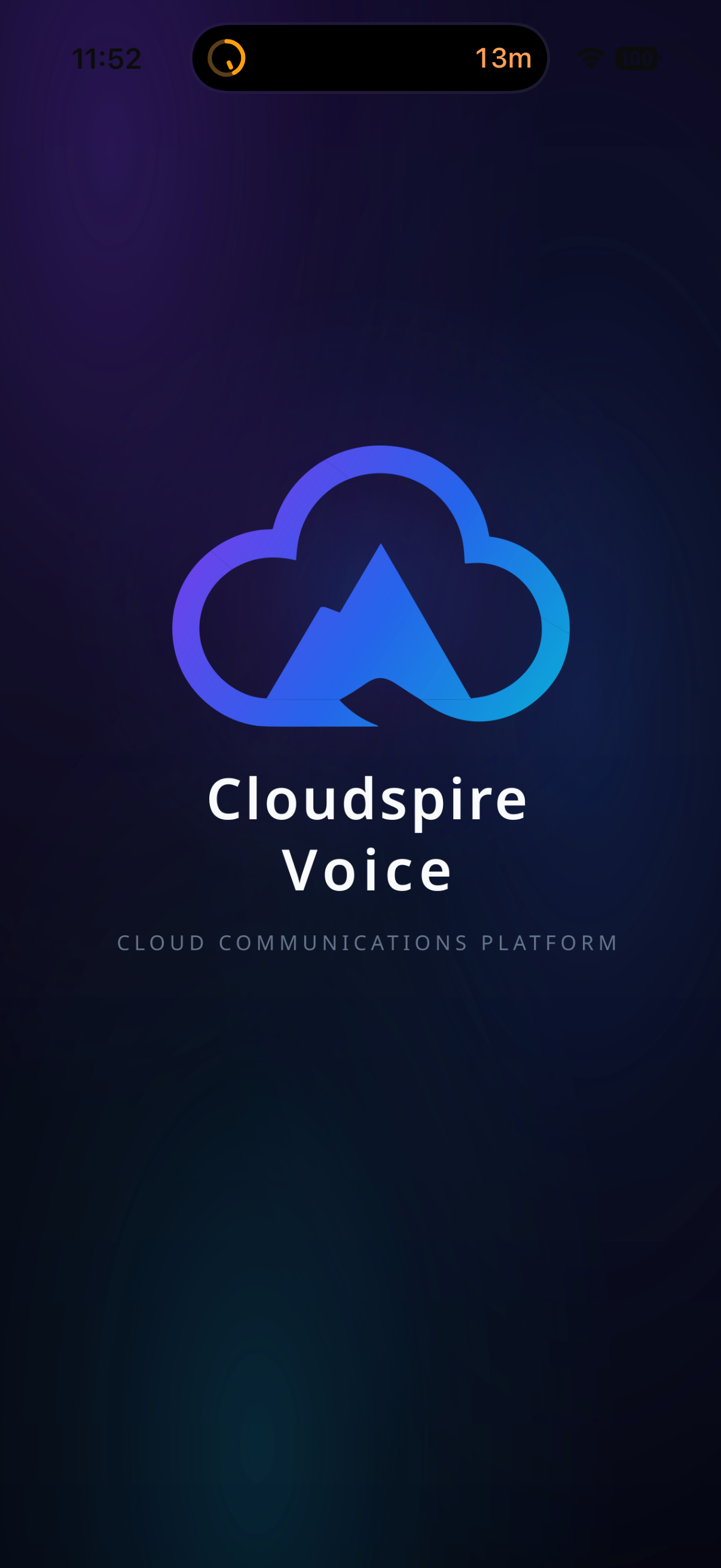 Cloudspire Voice splash screen on launch
